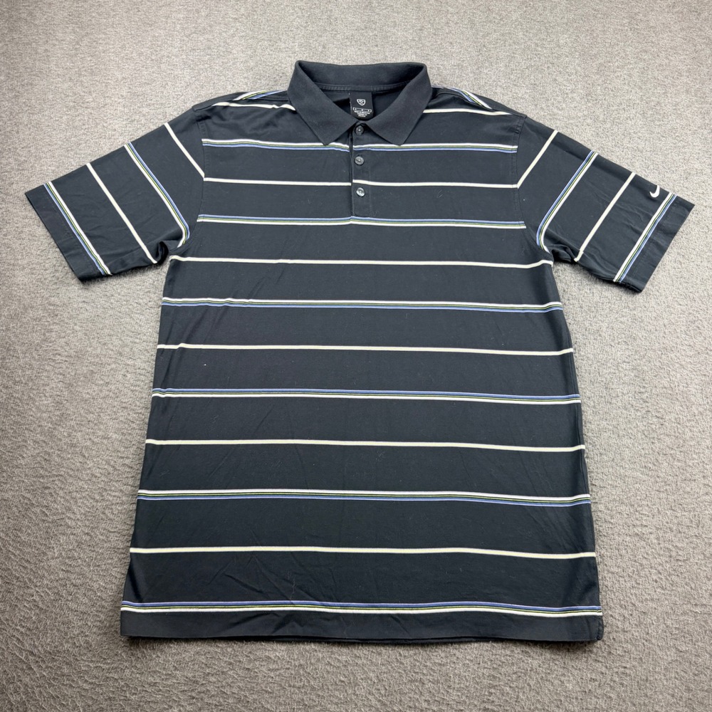 Nike Golf Men's L Large Black Striped Short Sleeve Polo Shirt RN‎ 56323